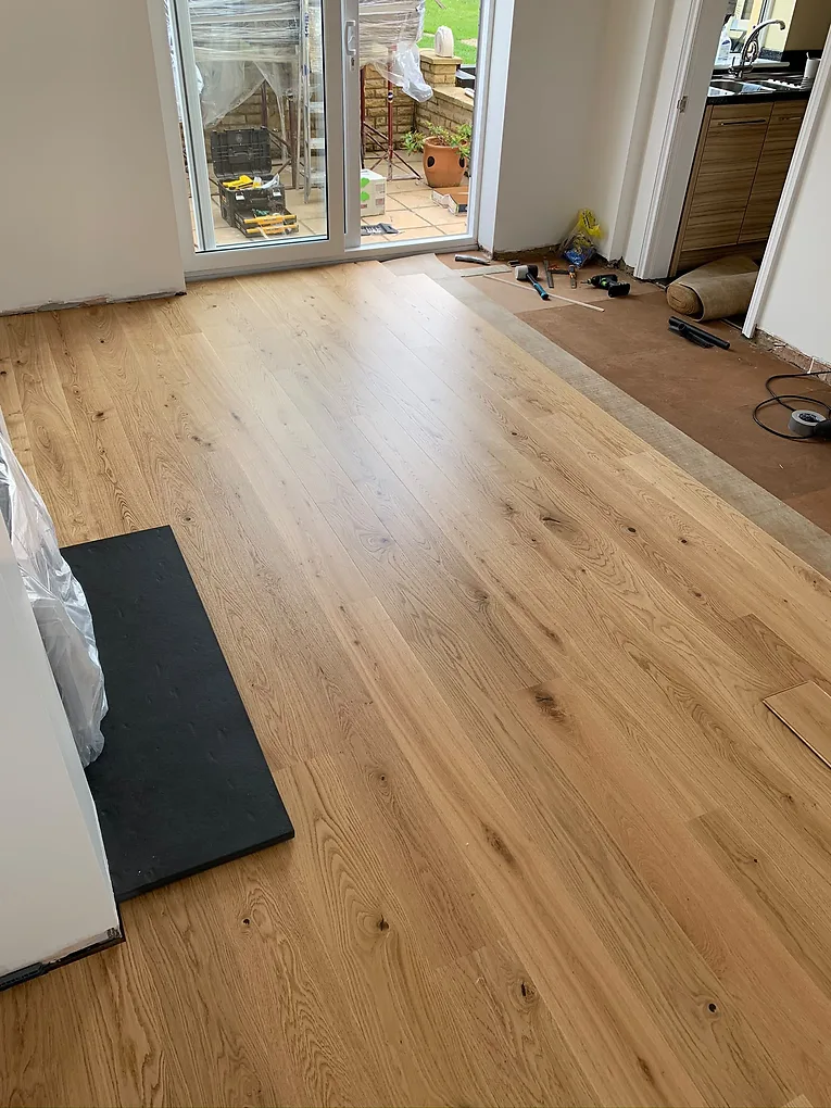 Engineered oak floor installed throughout a ground floor